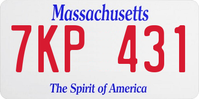 MA license plate 7KP431