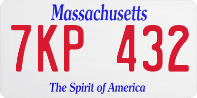 MA license plate 7KP432