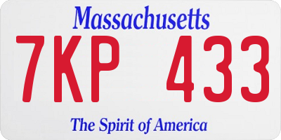 MA license plate 7KP433