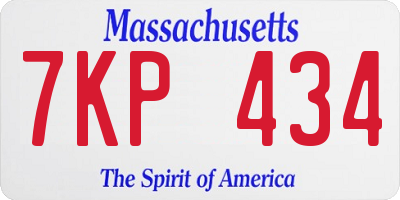 MA license plate 7KP434