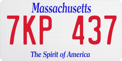 MA license plate 7KP437