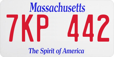 MA license plate 7KP442