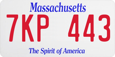 MA license plate 7KP443