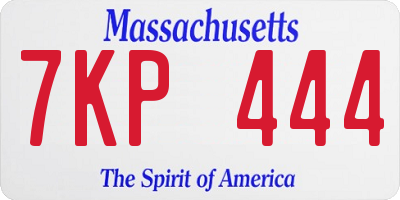 MA license plate 7KP444