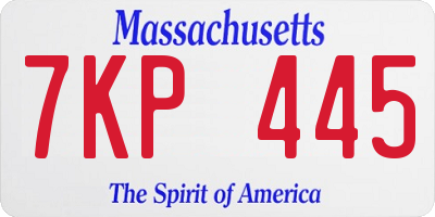 MA license plate 7KP445