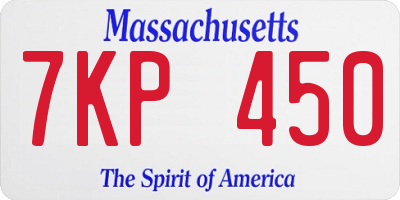 MA license plate 7KP450