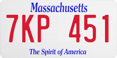 MA license plate 7KP451