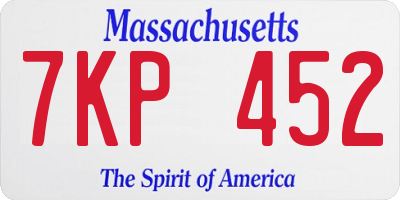 MA license plate 7KP452