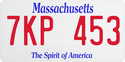 MA license plate 7KP453