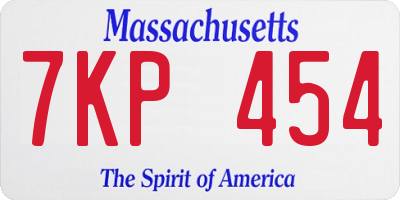 MA license plate 7KP454