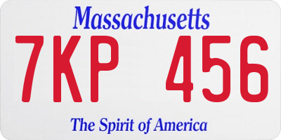 MA license plate 7KP456