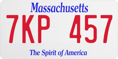 MA license plate 7KP457