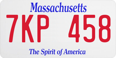 MA license plate 7KP458