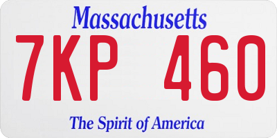 MA license plate 7KP460