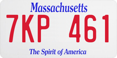 MA license plate 7KP461