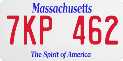 MA license plate 7KP462