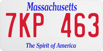 MA license plate 7KP463