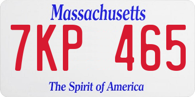 MA license plate 7KP465