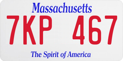MA license plate 7KP467