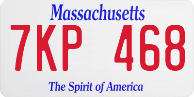 MA license plate 7KP468