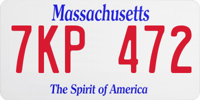 MA license plate 7KP472