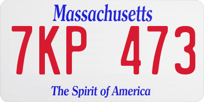 MA license plate 7KP473