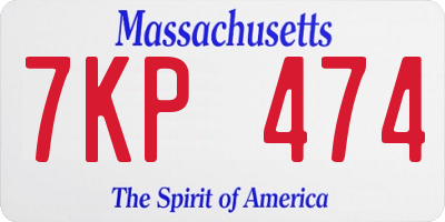 MA license plate 7KP474