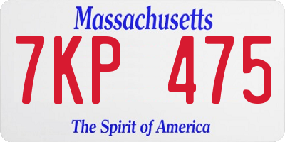 MA license plate 7KP475