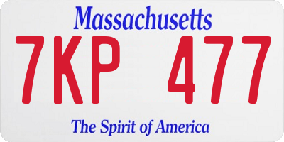 MA license plate 7KP477