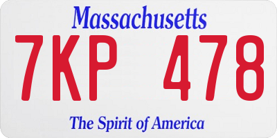 MA license plate 7KP478
