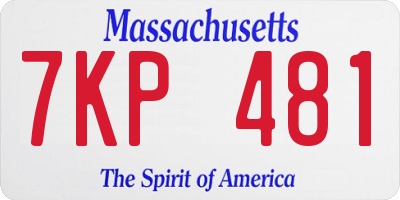 MA license plate 7KP481