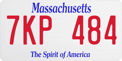 MA license plate 7KP484