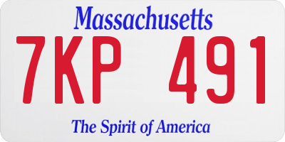 MA license plate 7KP491