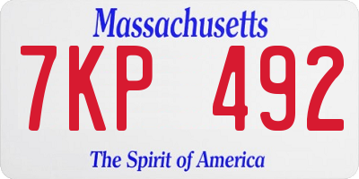 MA license plate 7KP492