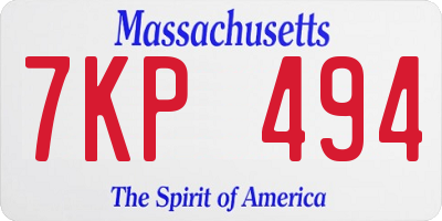 MA license plate 7KP494