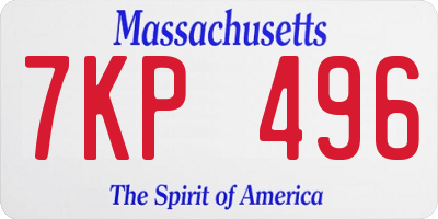 MA license plate 7KP496