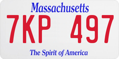 MA license plate 7KP497
