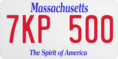 MA license plate 7KP500
