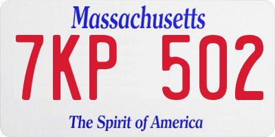 MA license plate 7KP502
