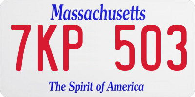 MA license plate 7KP503