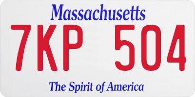 MA license plate 7KP504