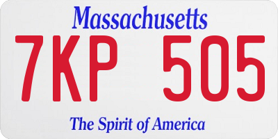 MA license plate 7KP505