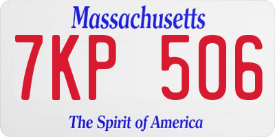 MA license plate 7KP506