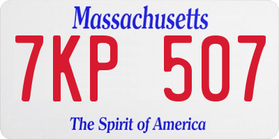 MA license plate 7KP507