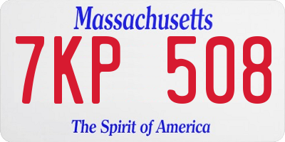 MA license plate 7KP508