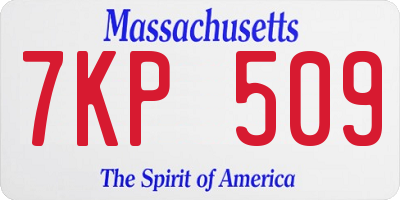 MA license plate 7KP509