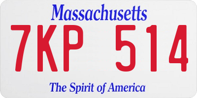 MA license plate 7KP514