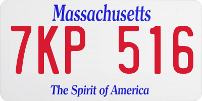 MA license plate 7KP516
