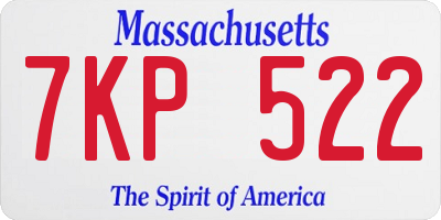 MA license plate 7KP522