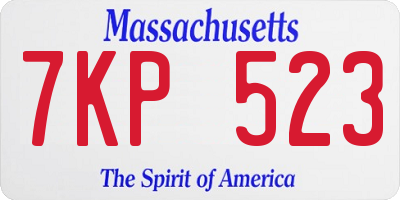 MA license plate 7KP523